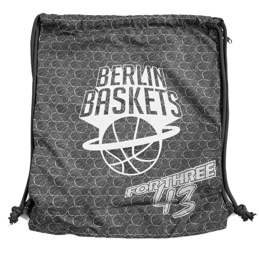 Berlin Baskets Turnbeutel Gymsac dunkelgrau mit Seitentasche
