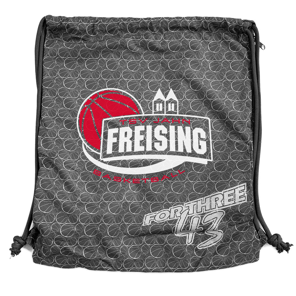 TSV Jahn Freising Basketball Turnbeutel Gymsac dunkelgrau mit Seitentasche