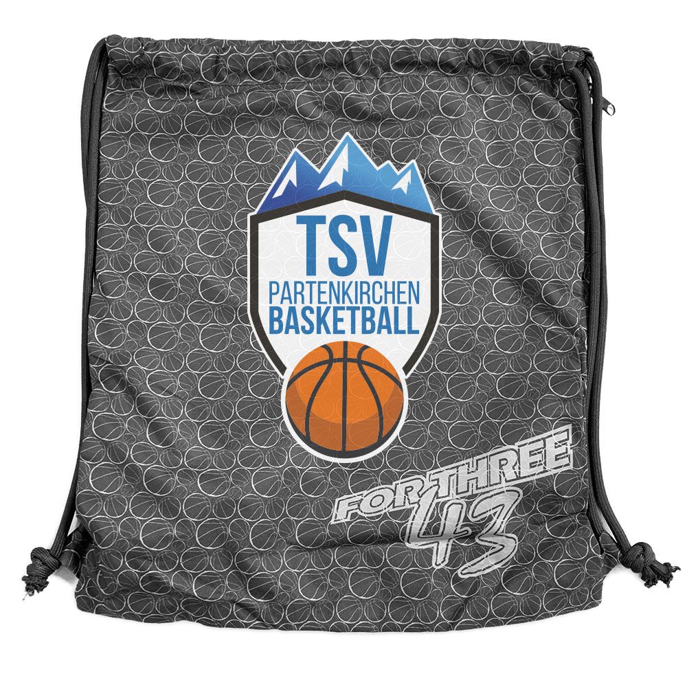 TSV Partenkirchen Basketball Turnbeutel Gymsac dunkelgrau mit Seitentasche