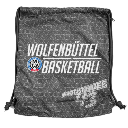 Wolfenbüttel Basketball Turnbeutel Gymsac dunkelgrau mit Seitentasche
