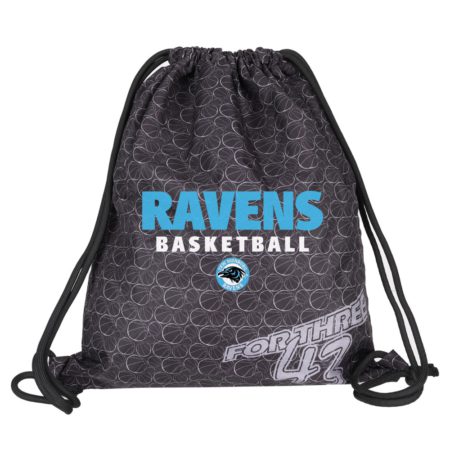 Ravens Basketball Turnbeutel Gymsac dunkelgrau mit Seitentasche