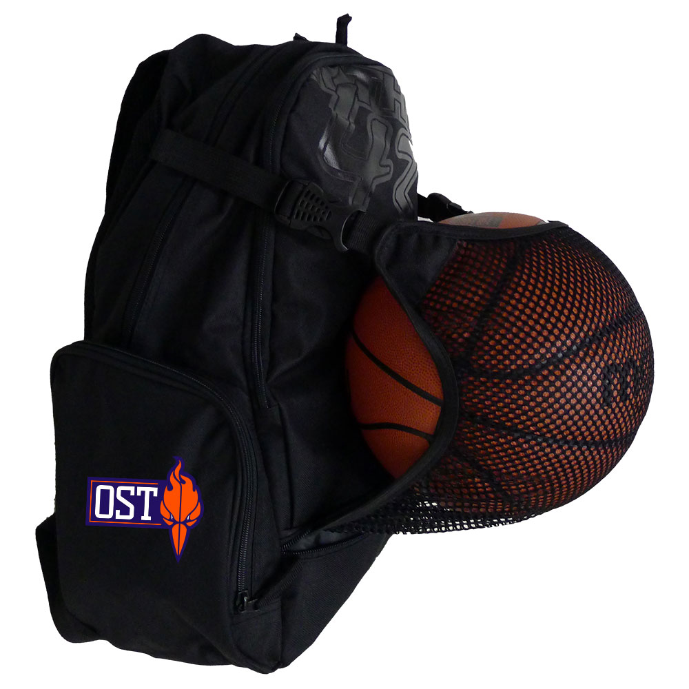 OST Risers Basketballrucksack mit Ballnetz schwarz