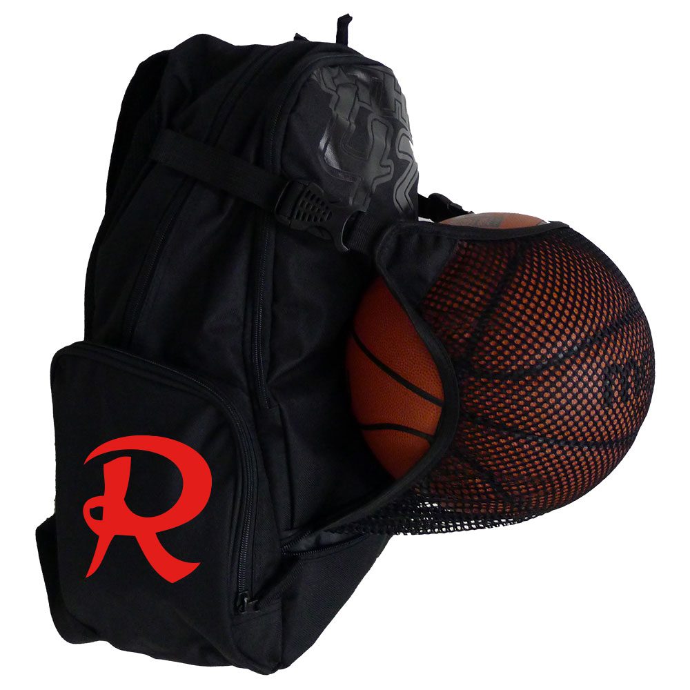 R Basketballrucksack mit Ballnetz schwarz