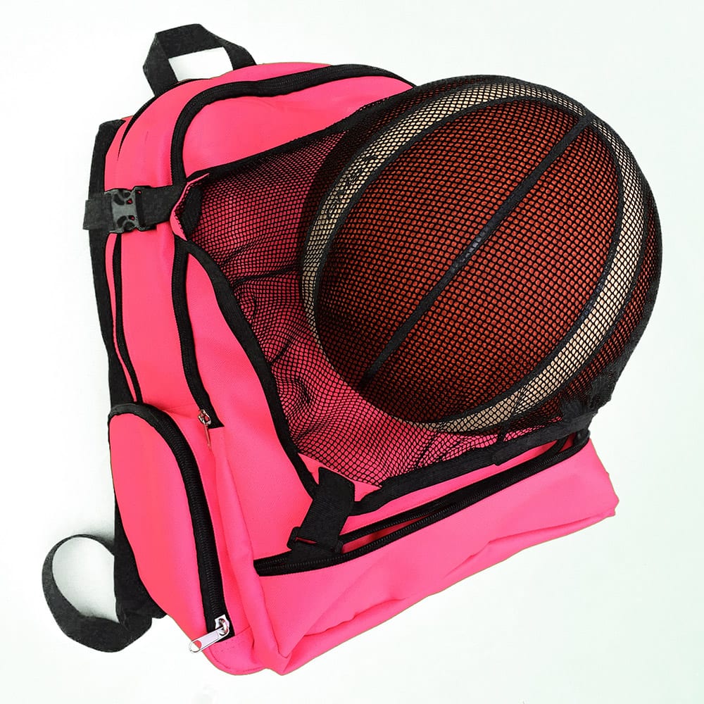Basketball Rucksack 43 mit Ballnetz pink