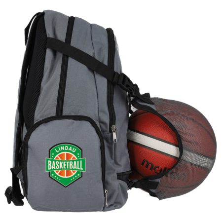TSV Lindau Wappen Basketball Rucksack mit Ballnetz grau
