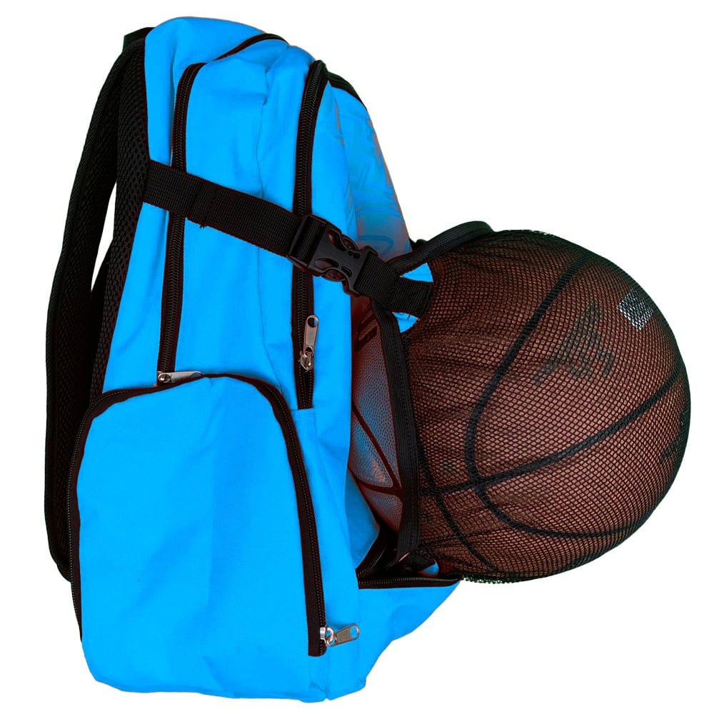 Basketball Rucksack 43 mit Ballnetz hellblau