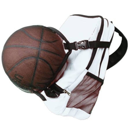Basketball Rucksack 43 mit Ballnetz weiß